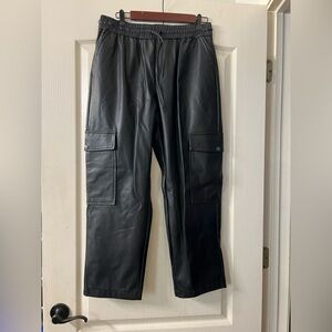 Women’s Pleather Black Cargo Pants